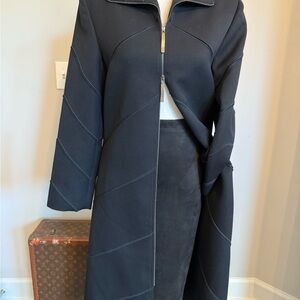 Ferragamo Elegant & Stylish Black Women's long Coat size 42